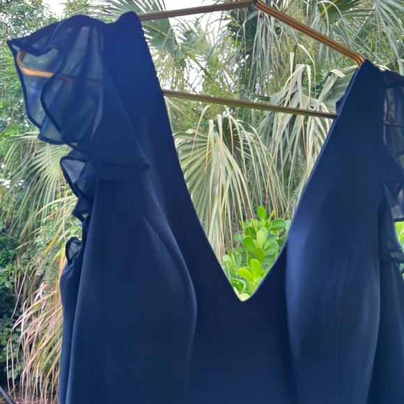 Azazie Dark Navy Bridesmaid Dress custom size close to 10/12 - Picture 6 of 15